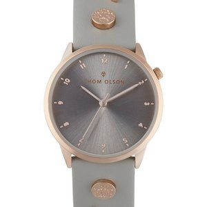 Thom Olson Women's Taupe Leather Strap Watch 34mm